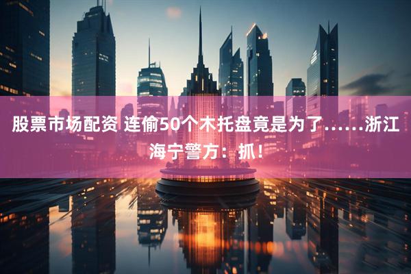 股票市场配资 连偷50个木托盘竟是为了……浙江海宁警方：抓！